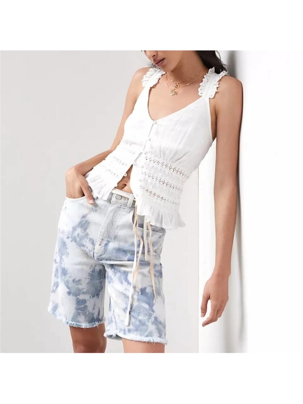 Anthropologie Pilcro Ultra High Rise Denim Novelty Wash Bermuda Shorts - 27 NWT